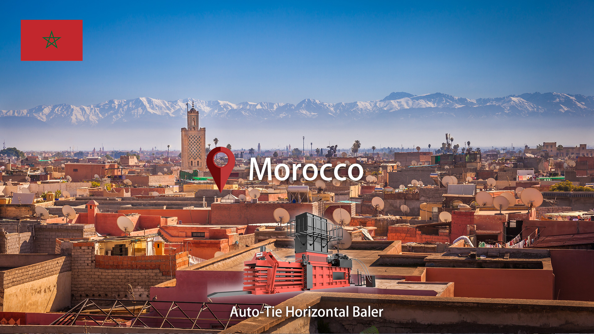 Marrocos: ENERPAT Enfardadeira horizontal grande de papelão instalada