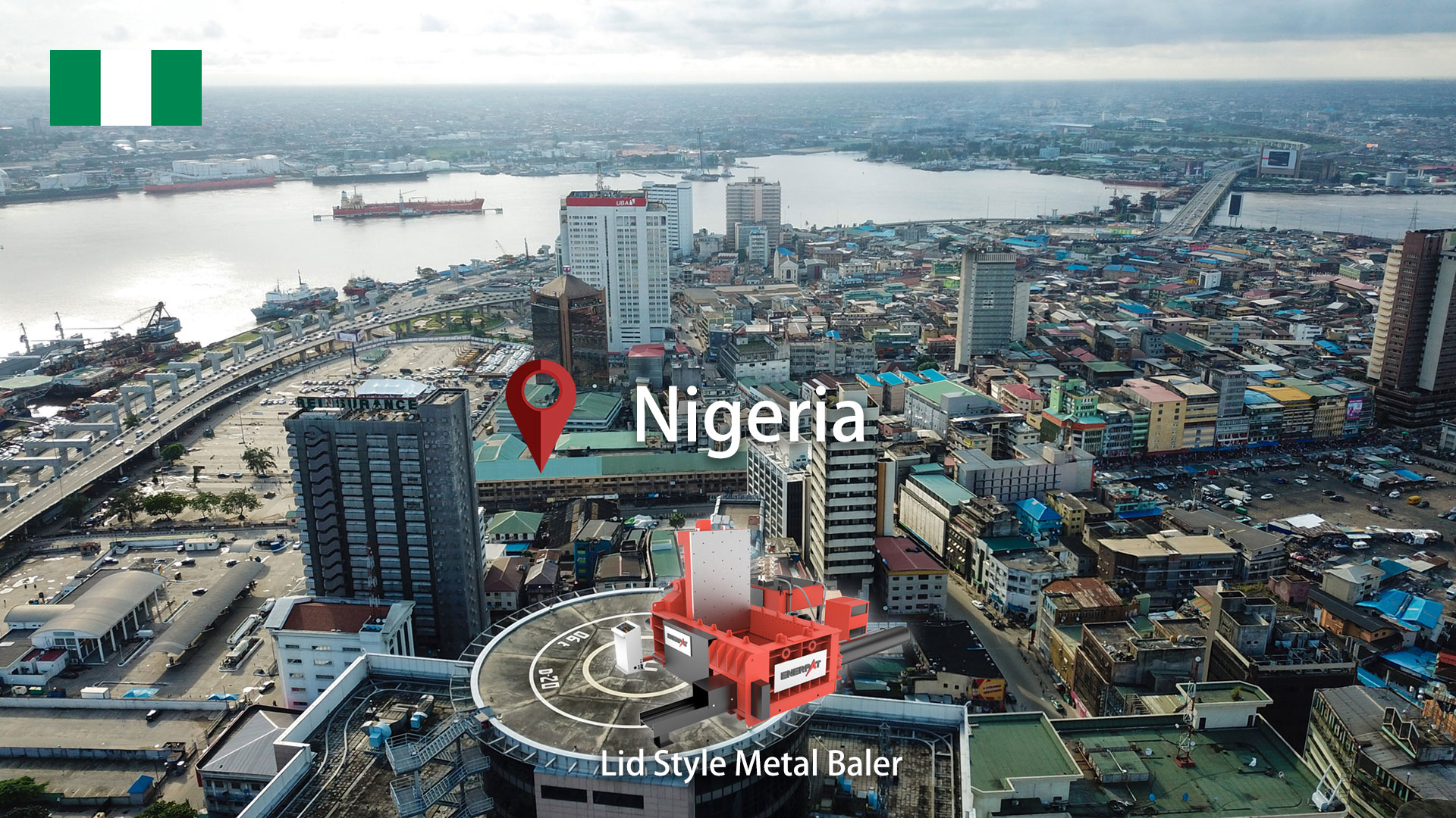 Nigéria: ENERPAT Máquina enfardadeira de sucata instalada