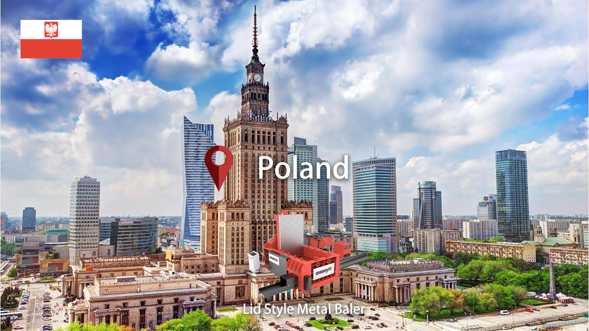 Polônia: ENERPAT Máquina prensa enfardadeira de sucata de metal instalada