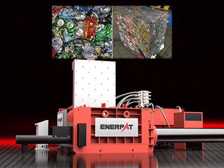 ENERPAT Máquina enfardadeira de prensa hidráulica AMB-L1480-160T transforma reciclagem de estanho para fabricante grego