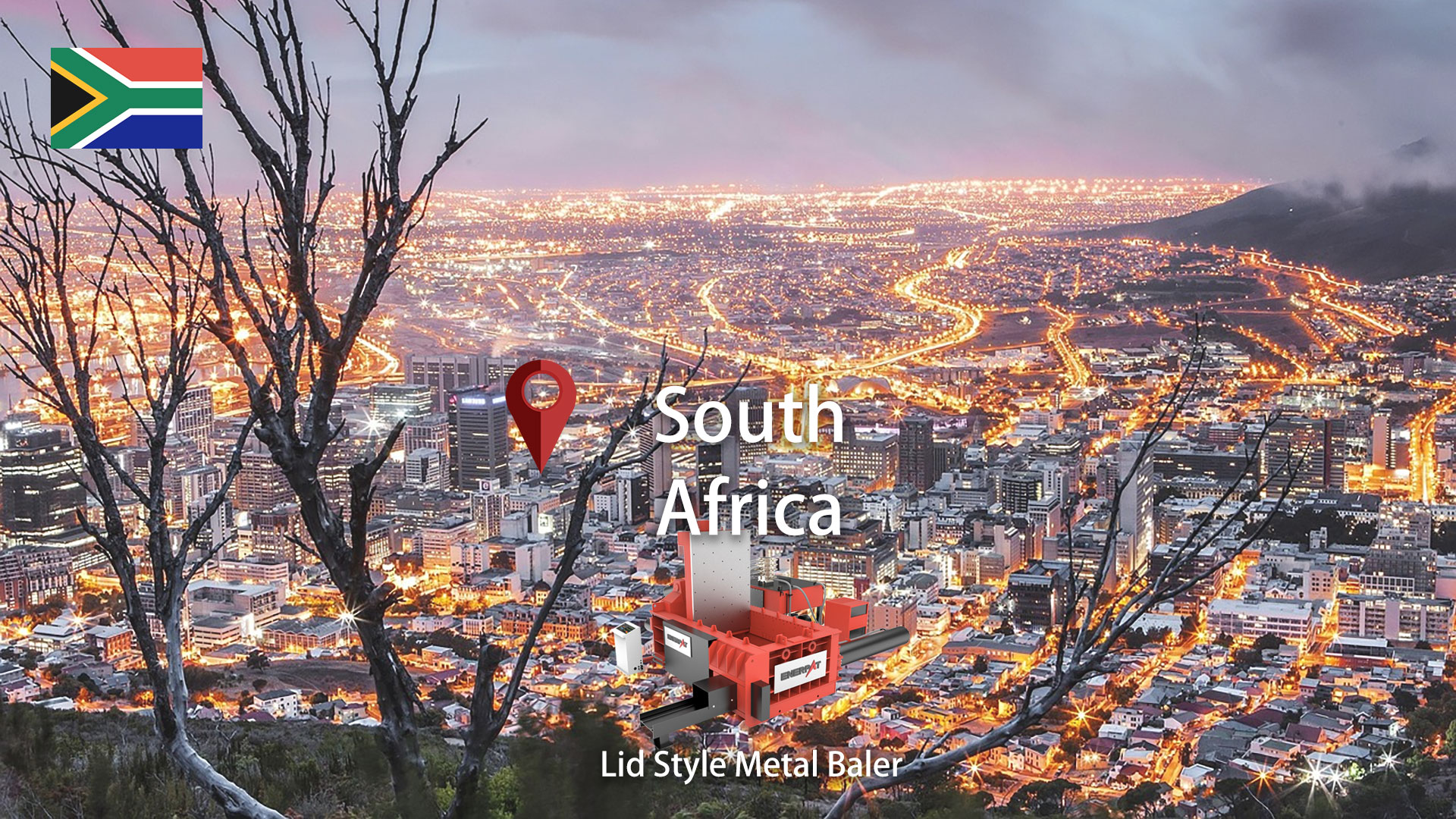 África do Sul: ENERPAT prensa enfardadeira de sucata metálica instalada