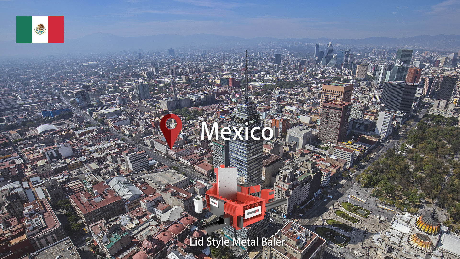 México: ENERPAT máquina enfardadeira de sucata metálica instalada