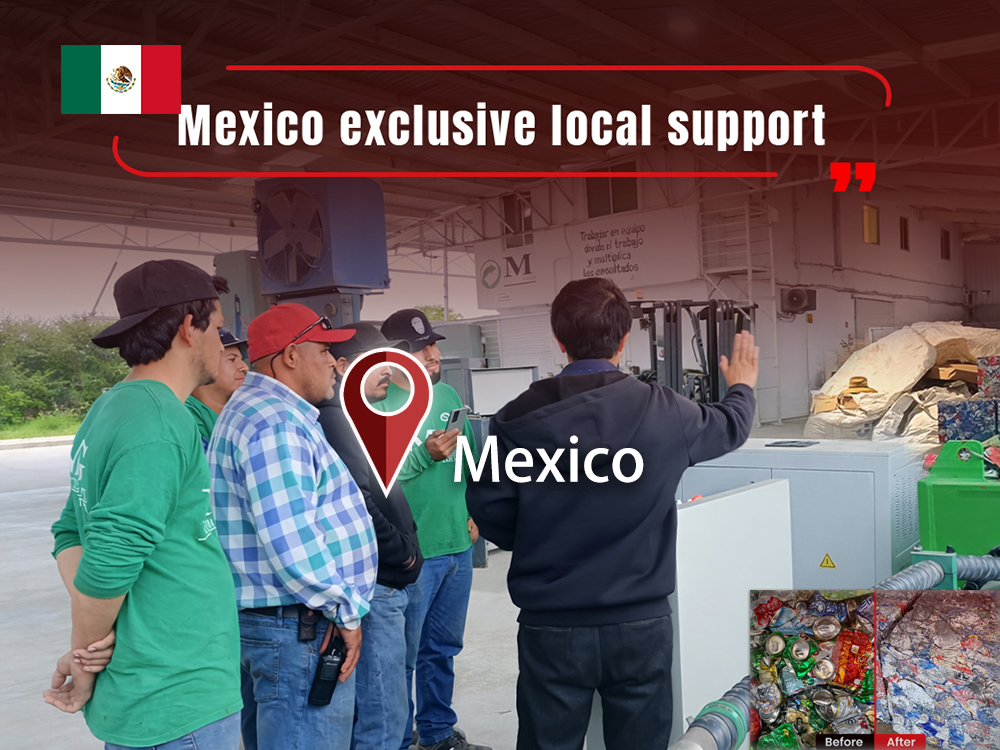 México: ENERPAT Máquina compactadora de latas de alumínio AMB-H2014-250 instalada