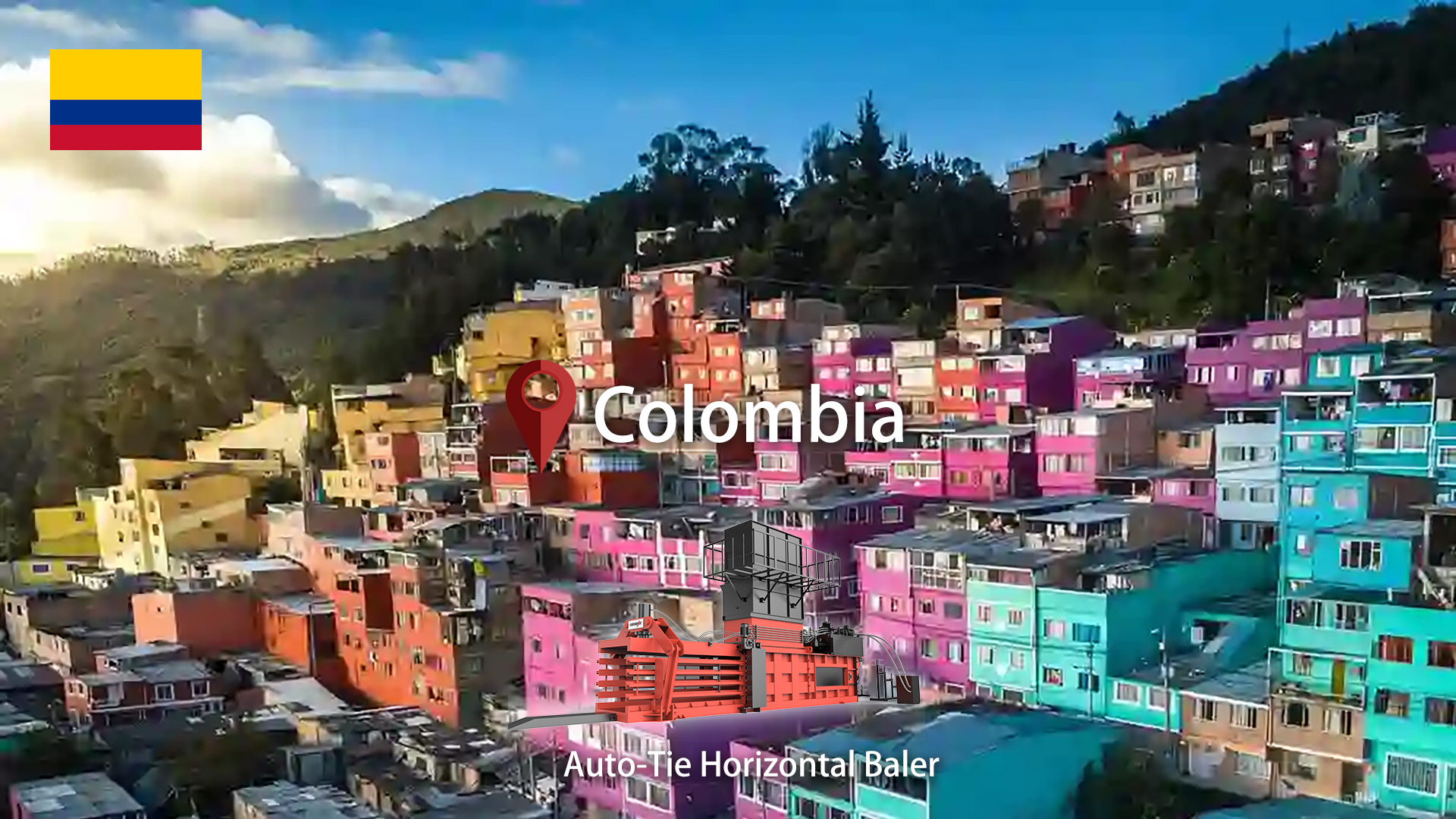 Colômbia: ENERPAT Máquina enfardadeira hidráulica para resíduos de papel instalada